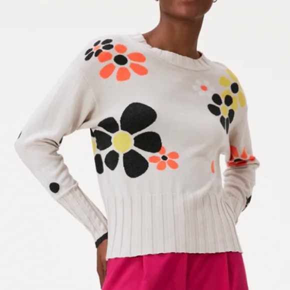 Brodie Cashmere T Kiss Sweat Dark Grey & Neon Pink Jumper main image 1